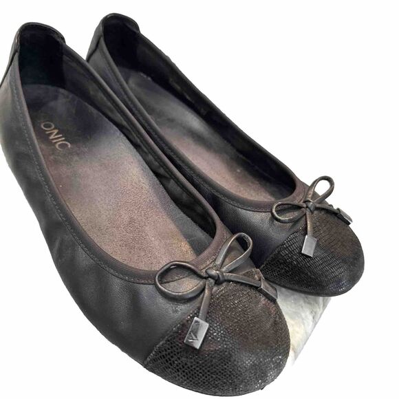 Vionic‎ Black Ballet Flats Size 8 Style Minna Arch Support - Picture 1 of 8